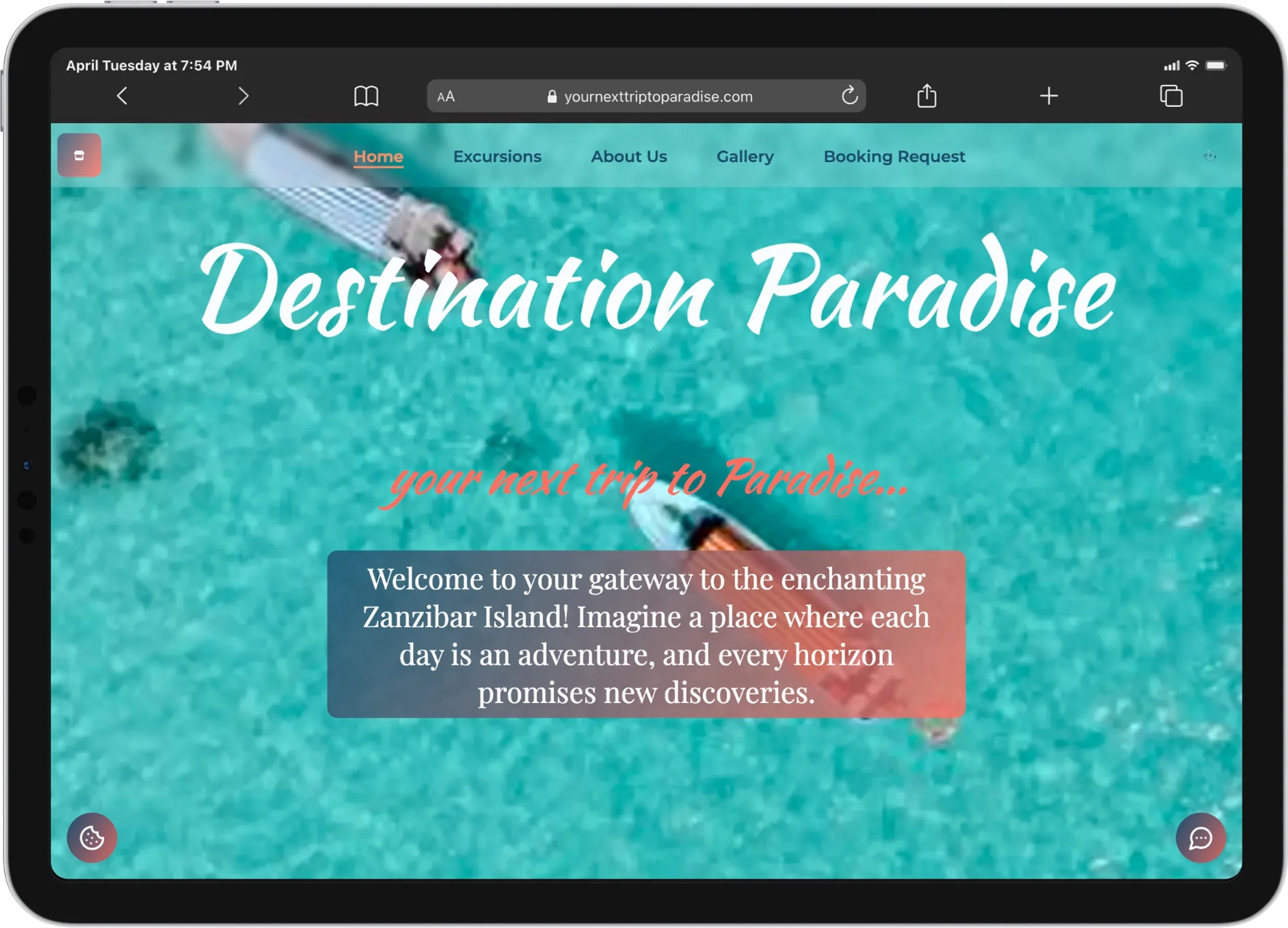 Destination Paradise website preview